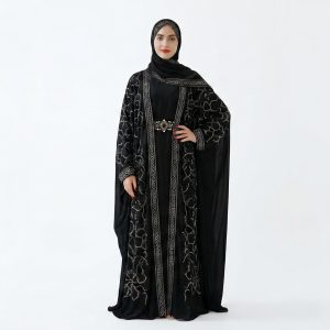 Indulge in the ultimate expression of modest luxury. Our Black Butterfly Abaya combines the traditional Farasha silhouette with exquisite, hand-finished embroidery. This piece is designed for the woman who seeks a regal presence at weddings, religious celebrations, or formal evening events.