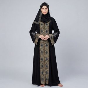 Exquisite Moroccan-Inspired Gold Embroidered Abaya | B2B Custom Collection