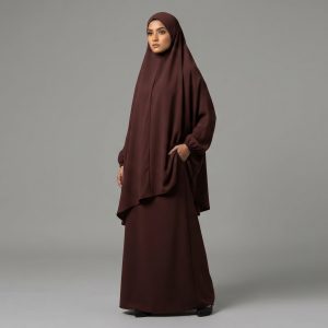 Deep Chocolate Two-Piece Khimar & Closed Skirt Set – Ultimate Modesty